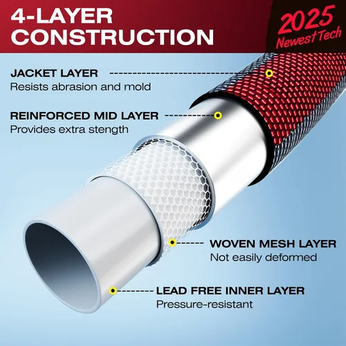 Vista 2 de Manguera de jardín flexible y ligera – Manguera no expandible mejorada 2026 con núcleo de látex, diseño resistente y sin torceduras para alta