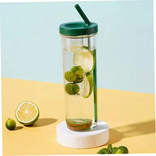 Vista 2 de Botella de agua con infusor de frutas, infusor a prueba de fugas, botella de agua transparente de 27.1 fl oz con popote para frutas, café helado, té