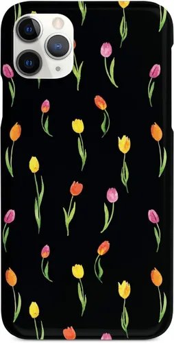 Vista 8 de Inspired Cases - Funda con textura 3D para iPhone Xs Max - Funda protectora de goma para Apple iPhone Xs Max - Patrón de tulipanes - Negro