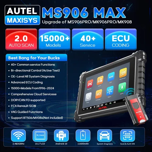 Vista 2 de Autel Escáner MaxiSys MS906MAX, versión actualizada de Ms906Pro, herramienta de escaneo superior, herramienta de diagnóstico bidireccional
