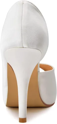 Vista 6 de ElegantPark Zapatos de Boda para Novia de Tacón Alto con Plataforma Zapatos de Novia con Pedrería Tacones para Boda Zapatillas de Mujer de Satén