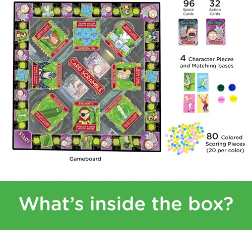 Vista 3 de AQUARIUS Rick & Morty Card Scramble - Divertido juego de fiesta familiar para niños, adolescentes y adultos, regalo entretenido de noche de juego