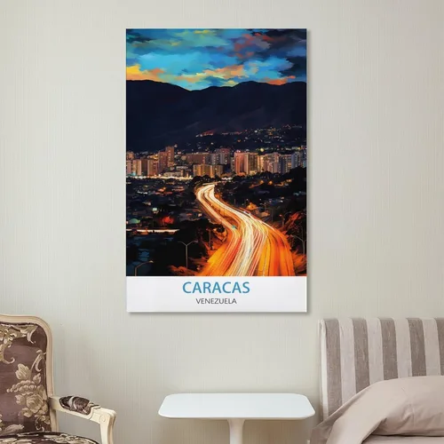 Vista 7 de Caracas Venezuela - Póster de viaje vintage de 08 x 12 pulgadas (7.9 x 11.8 in), pintura en lienzo, arte de pared, póster para sala de estar