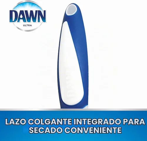 Vista 5 de Dawn Cepillo para platos con cerdas de nailon suave y raspador, azul/blanco