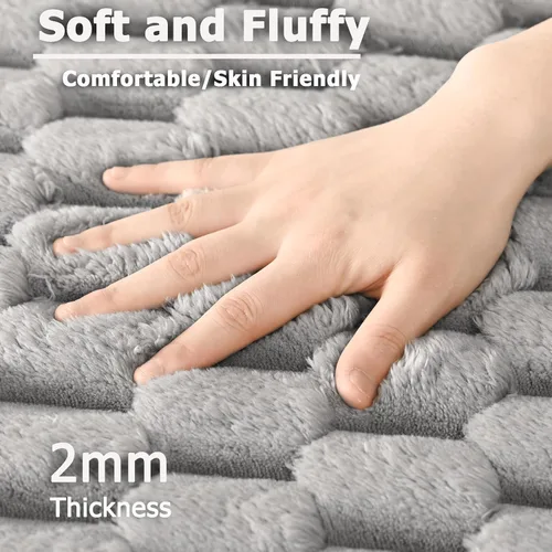 Vista 3 de Anybar Tapete de baño y tapete de baño de 16 x 24 pulgadas, tapete de ducha de franela de felpa antideslizante y absorbente, tapetes de baño suaves