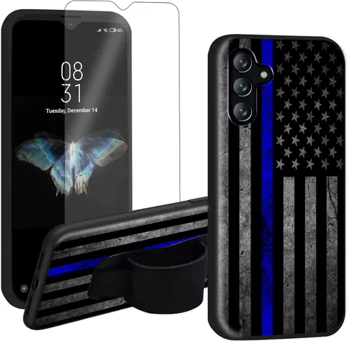 Vista 8 de Funda para Samsung Galaxy A13 5G 2021/Samsung A04s con soporte para el dedo para teléfono, correa de mano elástica, funda de TPU a prueba de golpes