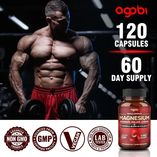Vista 5 de Complejo triple de magnesio – 600 mg de glicinato de magnesio, malato y citrato – Espinacas añadidas, acelgas suizas y otros – Apoya la calma
