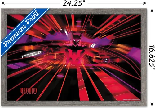 Vista 3 de Trends International DC Comics TV Batman Beyond - Póster de pared de bañera, 22.4 pulgadas de largo x 14.7 pulgadas, versión enmarcada en madera