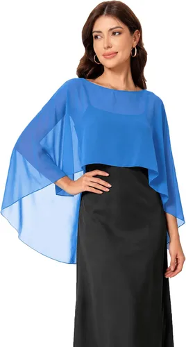 Vista 30 de Baoqiya Women's Shawls and Wraps for Evening Dresses Chiffon Cape verde ( Bean Green )