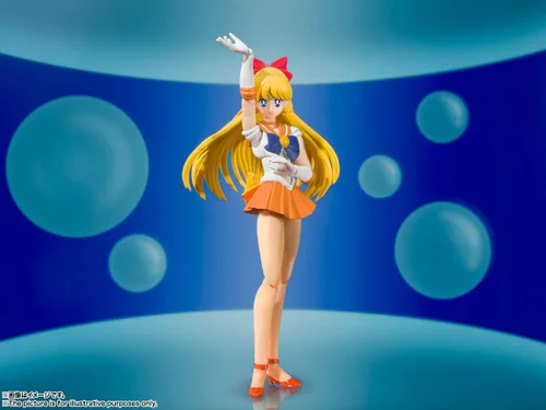Vista 2 de S.H. Figuarts Sailor Moon Sailor Venus Animation Color Edition (versión de reventa), aprox. 5.5 pulgadas (5.512 in), PVC y ABS prepintada figura