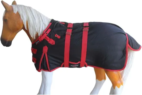 Vista 3 de Manta de invierno de 42" 1200D para potro, poni, caballo, y asno en miniatura rojo BLK 51946 Challenger