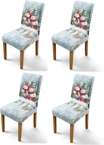 Vista 97 de Rnyleeg Fundas navideñas para sillas de comedor, fundas de asiento de comedor con estampado de campanas brillantes, juego de 1 funda suave y lavable