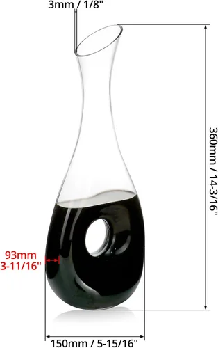 Vista 6 de QWORK Decantador de vino de cristal, jarra de vino tinto soplada a mano en forma de caracol, aireador y dispensador de 33.8 fl oz para bar casero
