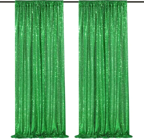 Vista 21 de 2 cortinas de 2 x 8 pies de lentejuelas con brillantina para marco de fotografía, para fiestas o fondos de fotografía
