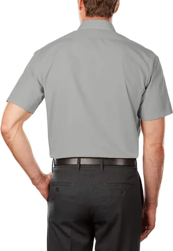 Vista 3 de Van Heusen Camisa de vestir de manga corta para hombre, ajuste regular, popelina sólida, Popelín Sólido