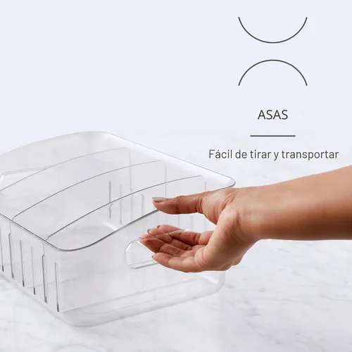 Vista 3 de YouCopia FreezeUp - Contenedor para congelador de 12 pulgadas, organizador de refrigerador sin BPA con divisores ajustables y asa para alimentos