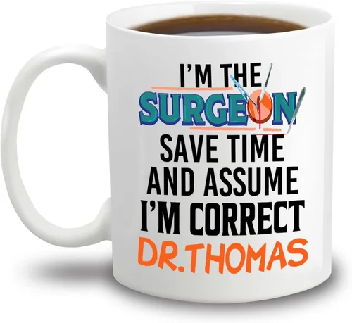 Vista 8 de Taza de café con nombre personalizada para hombres, mujeres, cirujano médico, taza de café blanca personalizada para cirujano ortopédico, taza