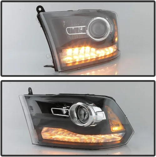 Vista 5 de ACANII - Para [modelo de estilo proyector] 2013-2018 Dodge Ram 1500 2500 3500 Faros delanteros negros montaje izquierdo+derecho