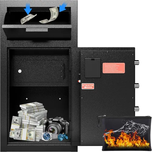 Vista 9 de Caja de seguridad con ranura de depósito para negocios, cajas fuertes para dinero con ranura de depósito de 4.0 pies cúbicos, caja fuerte