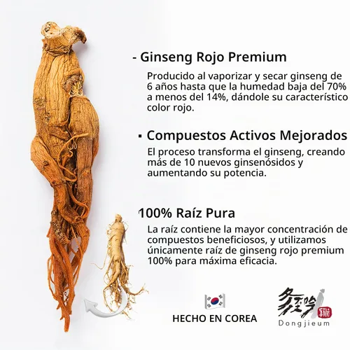 Vista 3 de Ginseng rojo coreano (raíz de 6 años) (ginsenósido mejorado) 120 cápsulas veganas