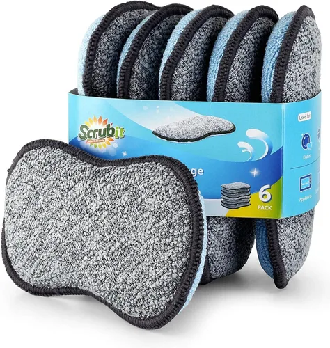 Vista 7 de Scrub- it - Esponjas multiusos para cocina - Esponja de microfibra antiarañazos junto con poder de fregado resistente, limpieza sin esfuerzo