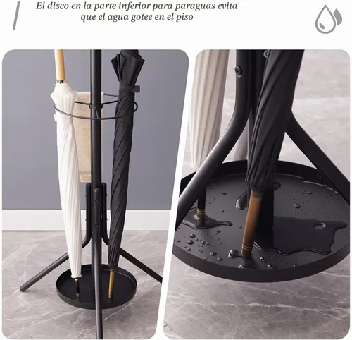 Vista 5 de Kitsanery Perchero independiente, árbol de metal con soporte para paraguas, sombrero y perchero para entrada, pasillo, sala de estar, dormitorio