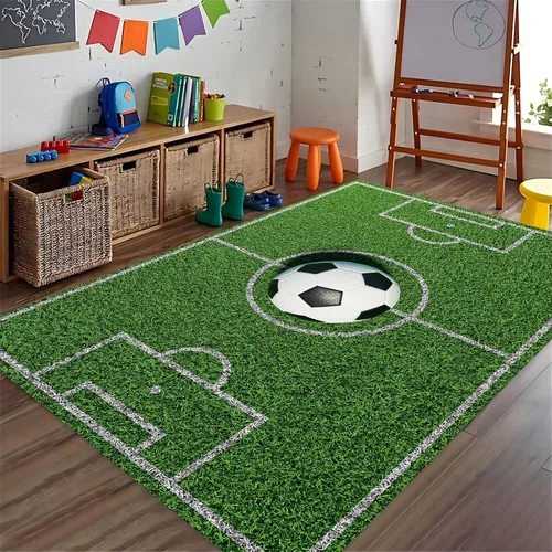 Vista 33 de Alfombra de fútbol americano, 3 x 4 pies, lavable de gran tamaño, ilustraciones 3D, con textura de cuero de fútbol, con cordones, alfombras
