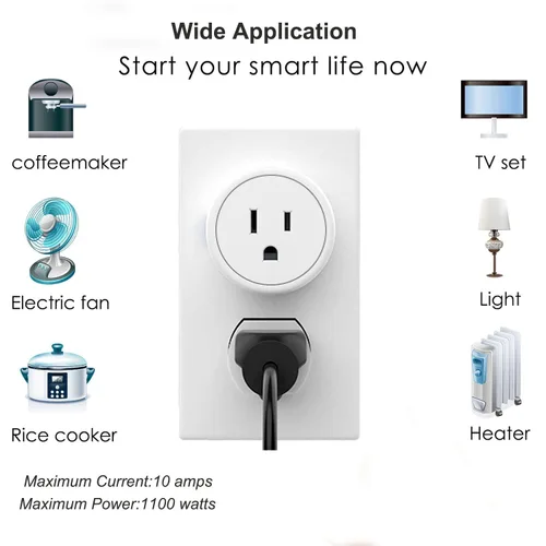 Vista 4 de Zigbee Enchufe inteligente, fácil configuración, funciona con SmartThings/Google Home, control de voz con Alexa, 10A, requiere concentrador, paquete