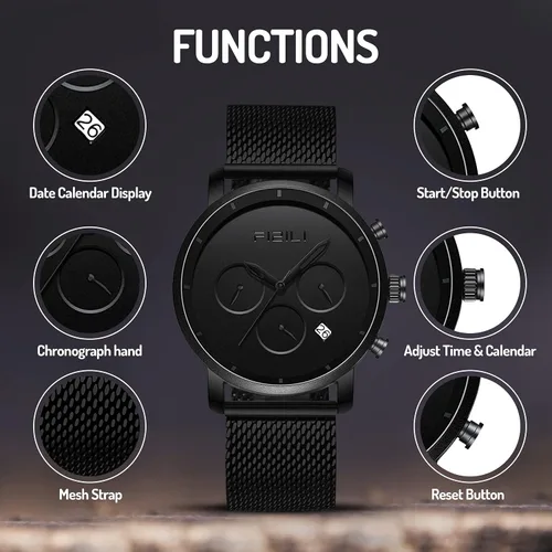 Vista 5 de FIZILI Reloj de pulsera minimalista de moda para hombre, impermeable, relojes simples ultra finos