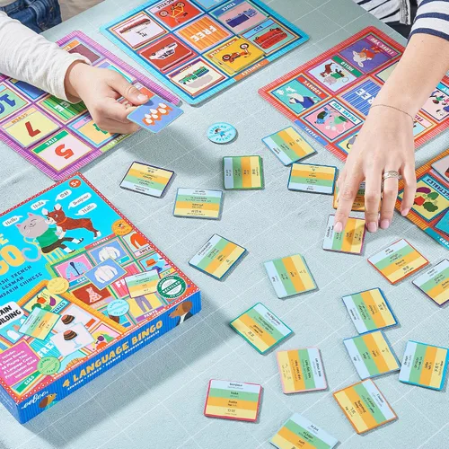 Vista 4 de eeBoo Juego de bingo en 4 idiomas/Español, Francés, Alemán, Chino Mandarín/Edades 3+