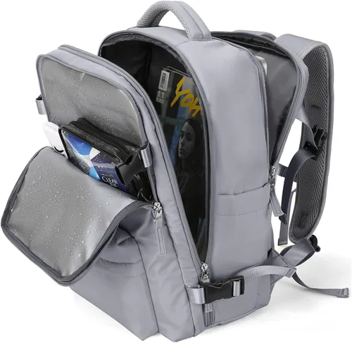 Vista 29 de WONHOX - Mochila grande, aprobada para vuelo, unisex, para viajes, trabajo, negocios o laptop, a1-Negro, Medium