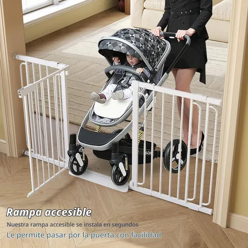 Vista 7 de Puerta de bebé para escaleras de 29.8 a 46.5 pulgadas montada a presión, puertas de bebé para niños de cierre automático para puertas sin taladro