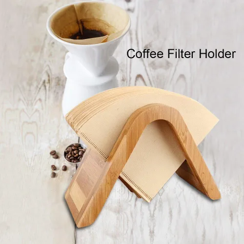 Vista 4 de ViaGasaFamido Soporte para filtro de café de madera, organizador de almacenamiento de filtro de cono, capacidad de 100 piezas, soporte de exhibición