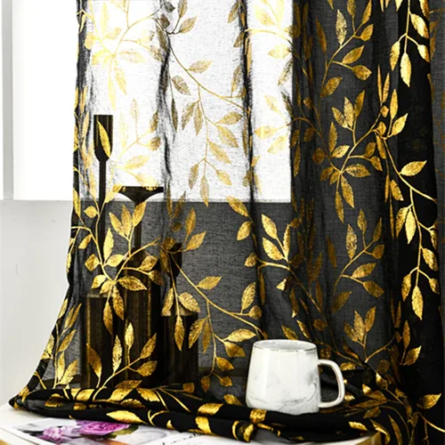 Vista 53 de Deeprove Cortinas traslúcidas color aguamarina y dorado de 63 pulgadas de largo, 2 paneles para decoración de dormitorio, cocina, decoración