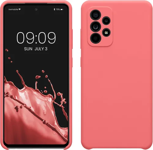 Vista 12 de kwmobile Funda compatible con Samsung Galaxy A32 5G - Funda de silicona TPU con acabado suave - Rosa impresionante