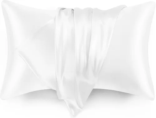 Vista 8 de Love's cabin Funda de almohada de satén para cabello y piel, similar a las fundas de almohada de seda, paquete de 2 fundas de almohada