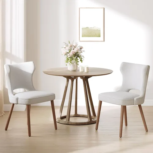 Vista 13 de Juego de 2 sillas de comedor tapizadas, sillas de cocina con respaldo curvado