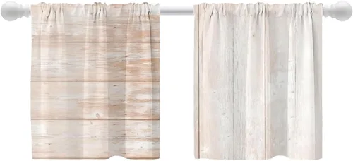 Vista 106 de Shrahala Floral Abstract Design Blackout Curtain Tiers, Minimalist Flower Illustration Kitchen Valance Light Blocking Tier Drapes with Rod Pocket, 2