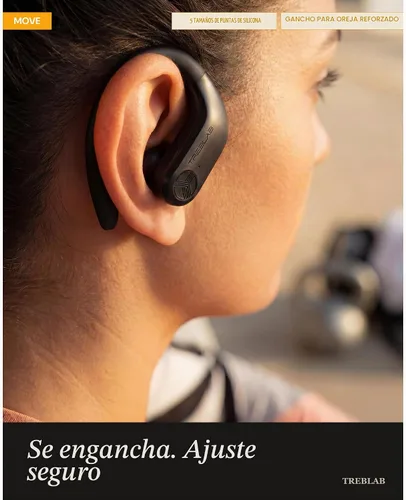 Vista 5 de TREBLAB X3 Pro - Auriculares inalámbricos para entrenamiento con ganchos cómodos, Bluetooth 5.3, graves potentes, aislamiento de ruido, 145 horas