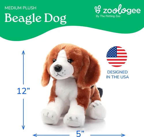Vista 3 de The Petting Zoo Beagle - Peluche de perro de peluche, regalos para niños, juguete de peluche de perro de 12 pulgadas