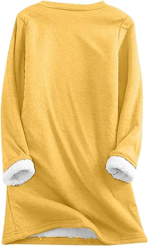 Vista 3 de Sudaderas de forro polar para mujer, con forro de sherpa, casual, holgada, con bloques de color, color sólido, térmicas, lindas, ropa de descanso