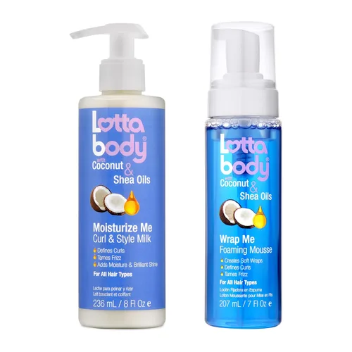 Vista 17 de Lottabody Mousse en espuma con aceite de coco y manteca de karité Wrap Me, crea envoltorios suaves, mousse para cabello rizado, define rizos