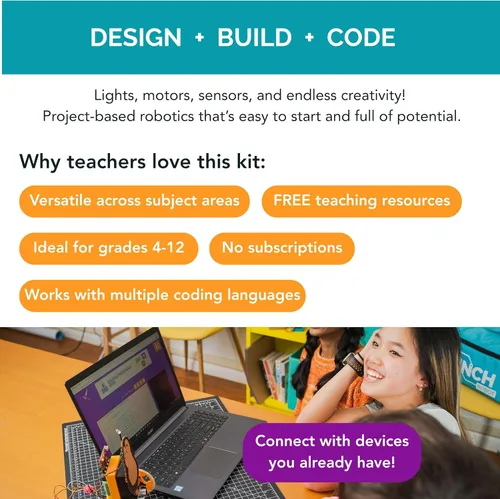Vista 2 de BirdBrain Technologies Hummingbird Bit Premium Kit I Robótica para niños Unlimited robot designs for creative STEM learning, Teach coding with