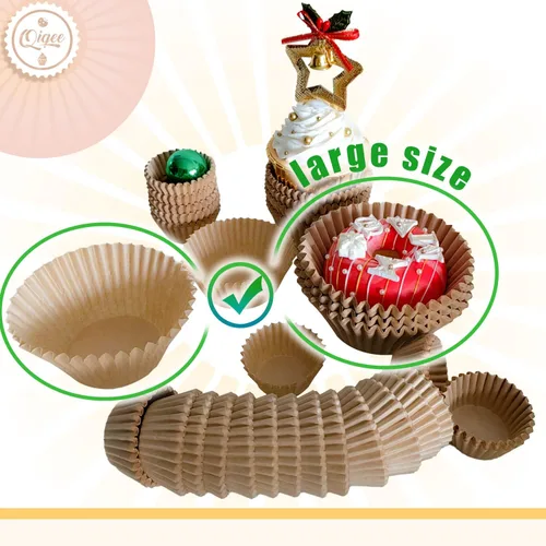 Vista 5 de qiqee 300 unidades de forros para magdalenas jumbo naturales forros para muffins de tamaño jumbo tazas para hornear de papel de tamaño jumbo sin