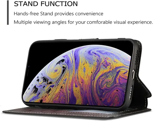 Vista 3 de QLTYPRI - Funda tipo cartera para iPhone Xs Max, color negro Funda simple de piel sintética con ranuras para tarjetas, cierre magnético, a prueba