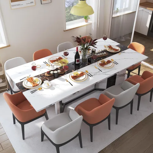 Vista 9 de Hlivelood Mesa de comedor grande de 70 pulgadas para 4 6 personas, mesa de cocina rectangular de madera con mesa impermeable, muebles rectangulares