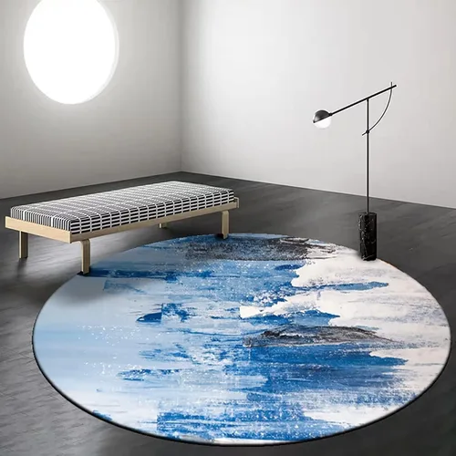 Vista 11 de Tapete redondo de mármol verde esmeralda, lavable, pequeño círculo, para dormitorio, sala de estar, alfombra moderna abstracta circular, 2 pies