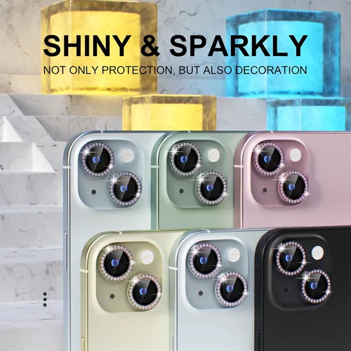 Vista 7 de Choiche Compatible para iPhone 15/iPhone 15 Plus Protector de Lente de Cámara Brillante, Vidrio Templado 9H Cubierta de Cámara Protector de Pantalla