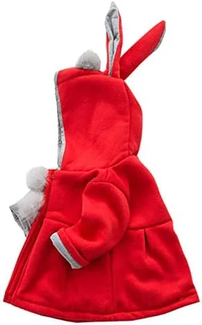 Vista 4 de Abrigo con capucha para bebé, para otoño e invierno, chaquetas de conejo dulce, ropa exterior