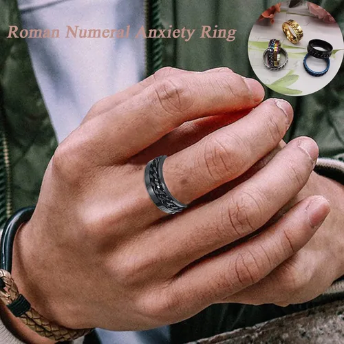 Vista 3 de MOZAKA 10 anillos de acero inoxidable de 0.315in, anillos de cadena para hombres y mujeres, anillos de anillo pulido para la ansiedad de liberación